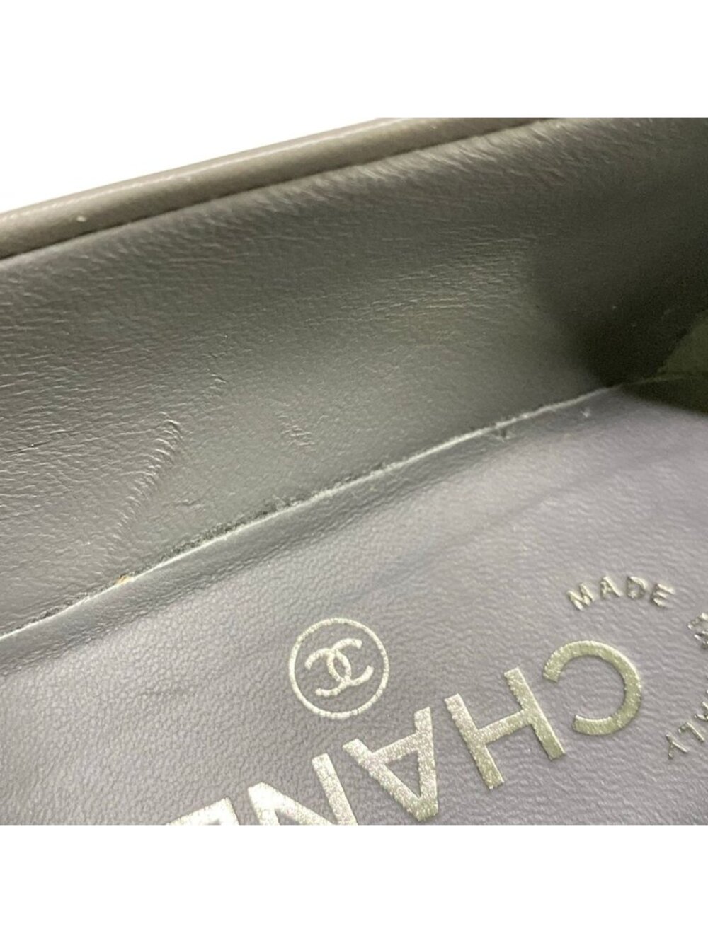 Chanel Loafers 37 C Gray Silver Turnlock Lambskin - Picture 13 of 14